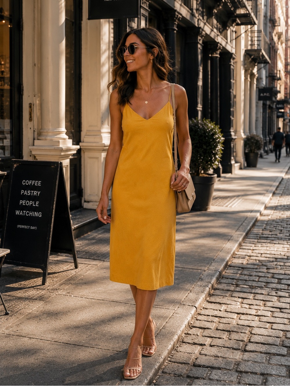 Zara Sunny Yellow Strappy Midi Slip Dress Size M
